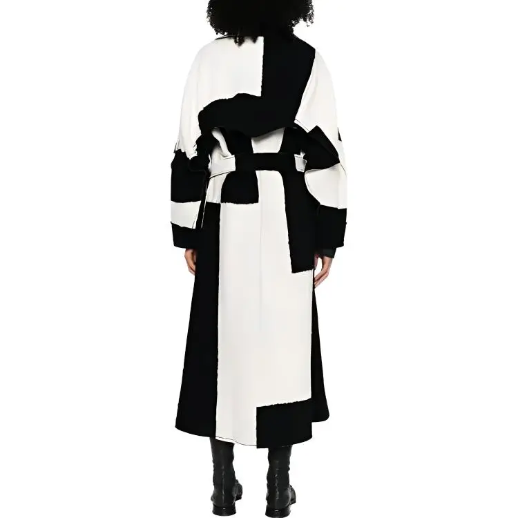 ISSEY MIYAKE Rectilinear Milled Checked Double-breasted Coat-2