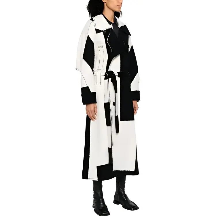 ISSEY MIYAKE Rectilinear Milled Checked Double-breasted Coat-3