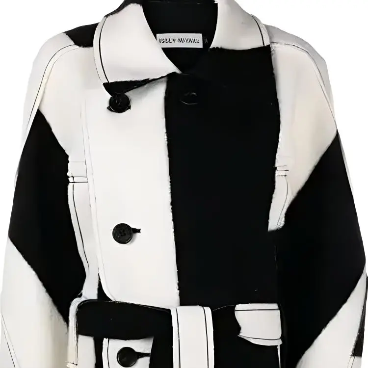 ISSEY MIYAKE Rectilinear Milled Checked Double-breasted Coat-4