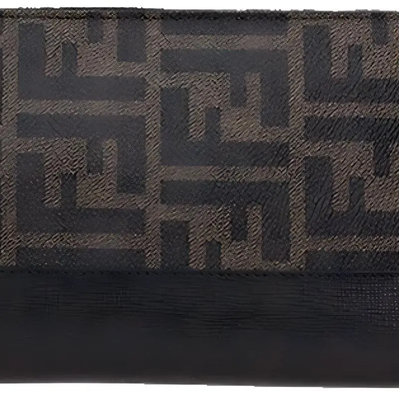FENDI Coated Canvas With Leather Wallet Men's Brown/Black-4