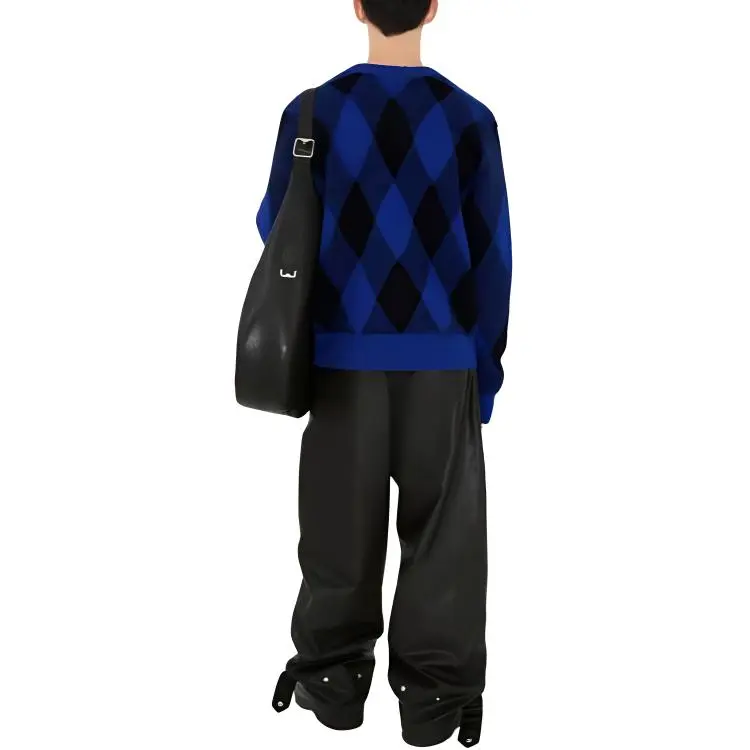 Burberry Argyle Wool Sweater Knitwear Men's Blue-3