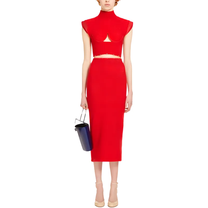 SportMax Cut Out High Neck Dress-1