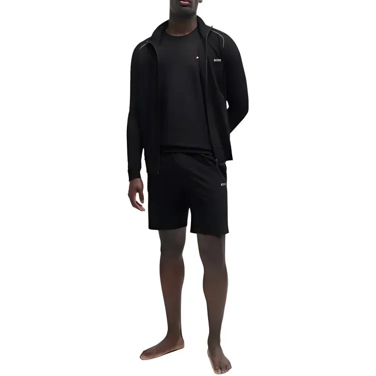 HUGO BOSS Stretch Cotton Regular Fit Shorts With Logo Detail Casual Shorts Men's Black-1