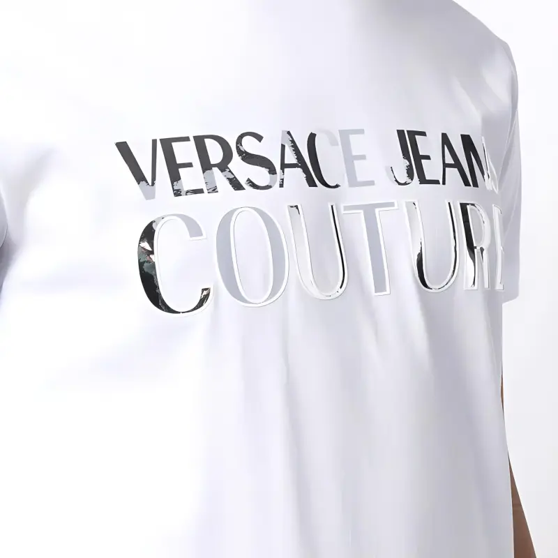 VERSACE Logo patch Cotton T shirt-5