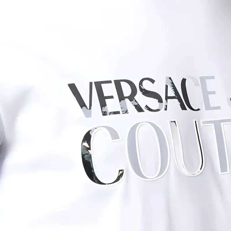 VERSACE Logo patch Cotton T shirt-4