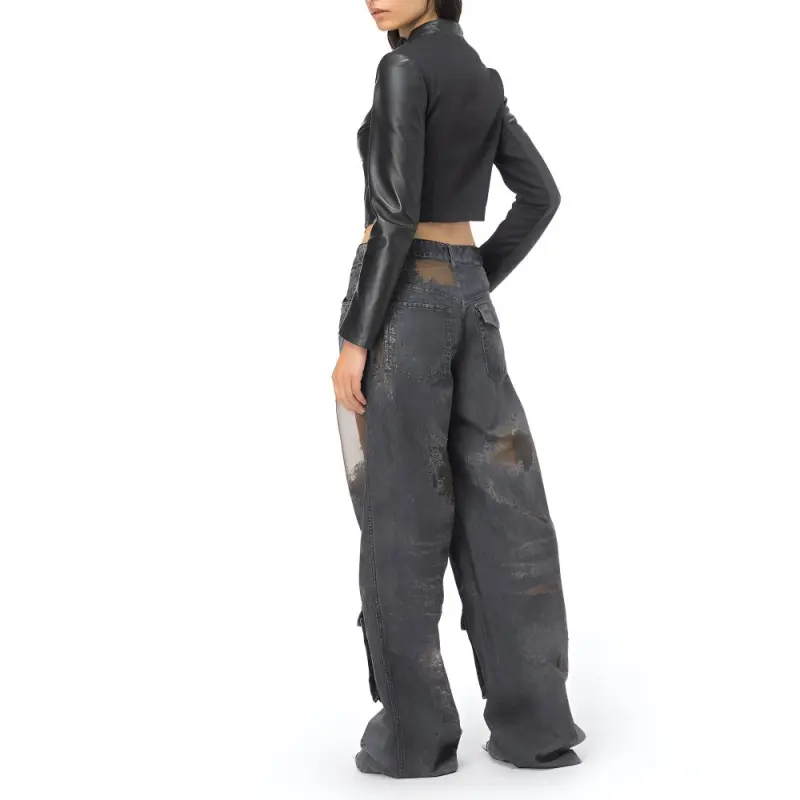 PINKO Zip Up Mock Neck Cropped Jacket-3