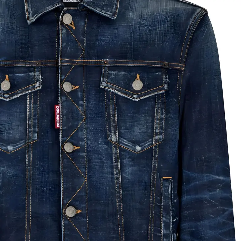 DSQUARED 2 Whiskering-Effect Distressed Denim Jacket-4