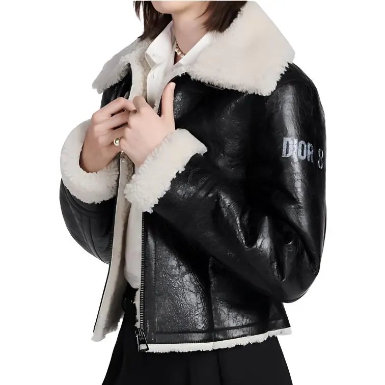 DIOR Leather Jacket Women's Black-4