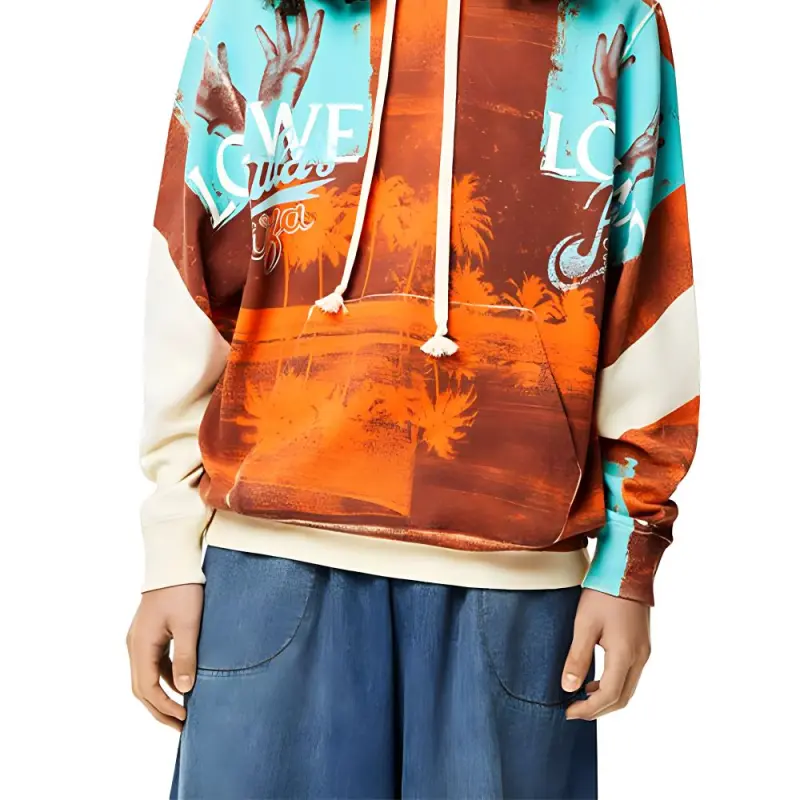 LOEWE Tropical Hands Print Hoodie-5