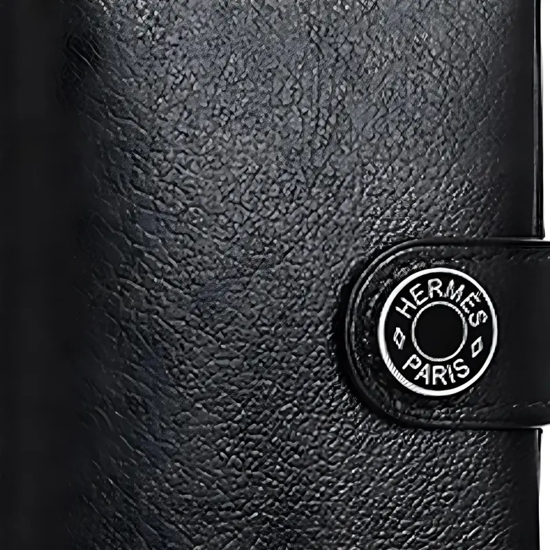 HERMES Evergrain Calfskin Card Holder Men's Black-3