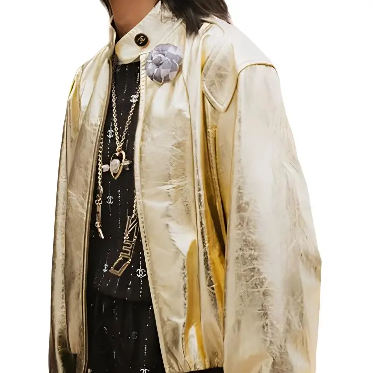 CHANEL SS23 Leather Jacket Women's Gold-5