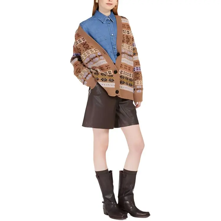 WEEKEND MaxMara Oversized V Neck Jacquard Cardigan-3
