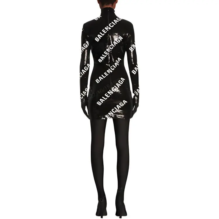 Balenciaga Long-Sleeved Dresses Women's Black-4