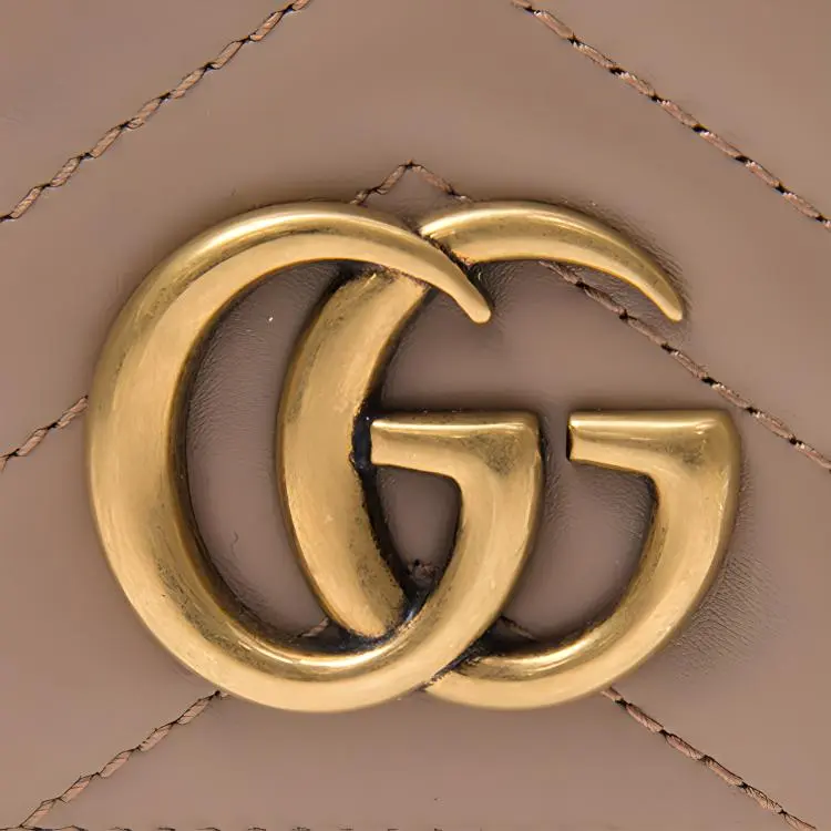 GUCCI Marmont Cow Leather Shoulder Bag Crossbody Bag Mini Women's Nude-3