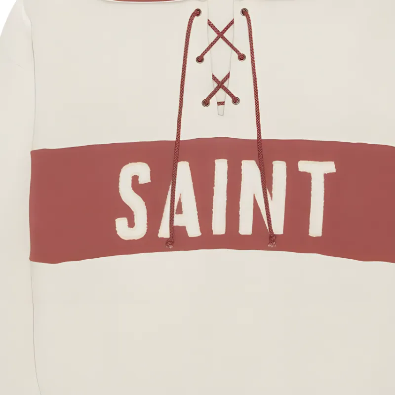 SAINT LAURENT Logo Patch Drawstring Hoodie-4