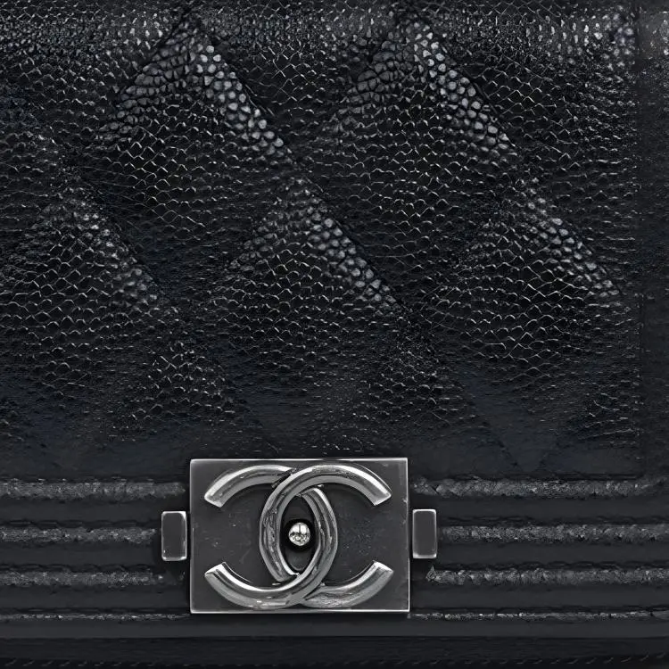 CHANEL Litchi Grain Calfskin Coin Purse Wallet Men's Ru Black-3