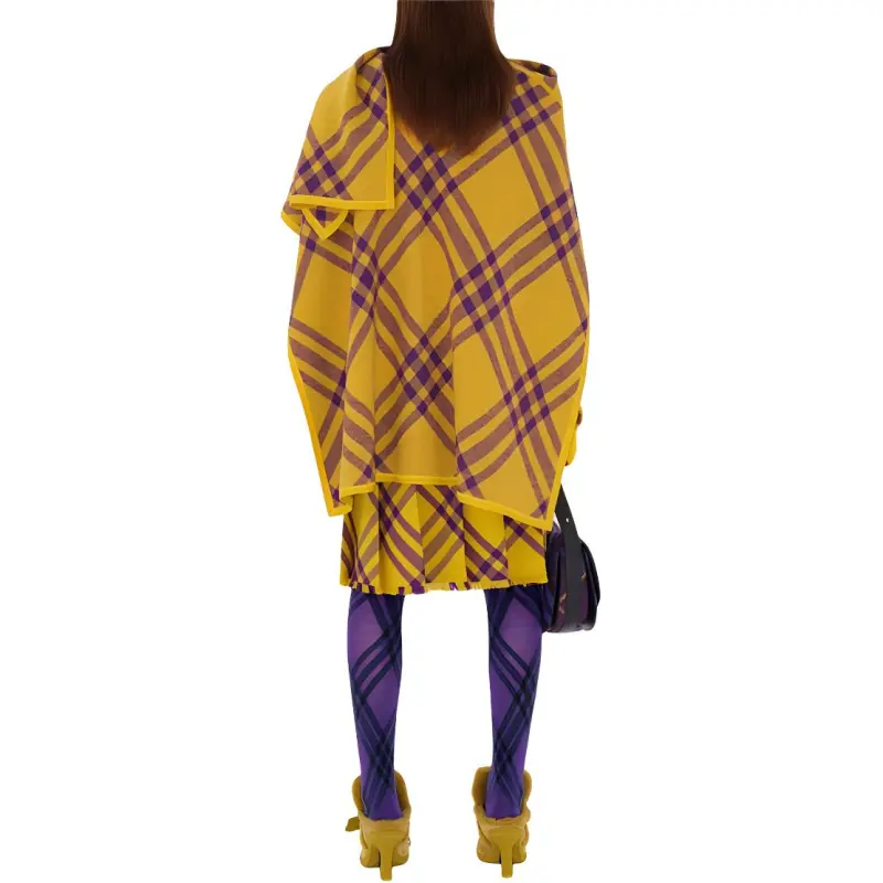 Burberry Check Wool Cape Jackets Coats Women's Yellow-2