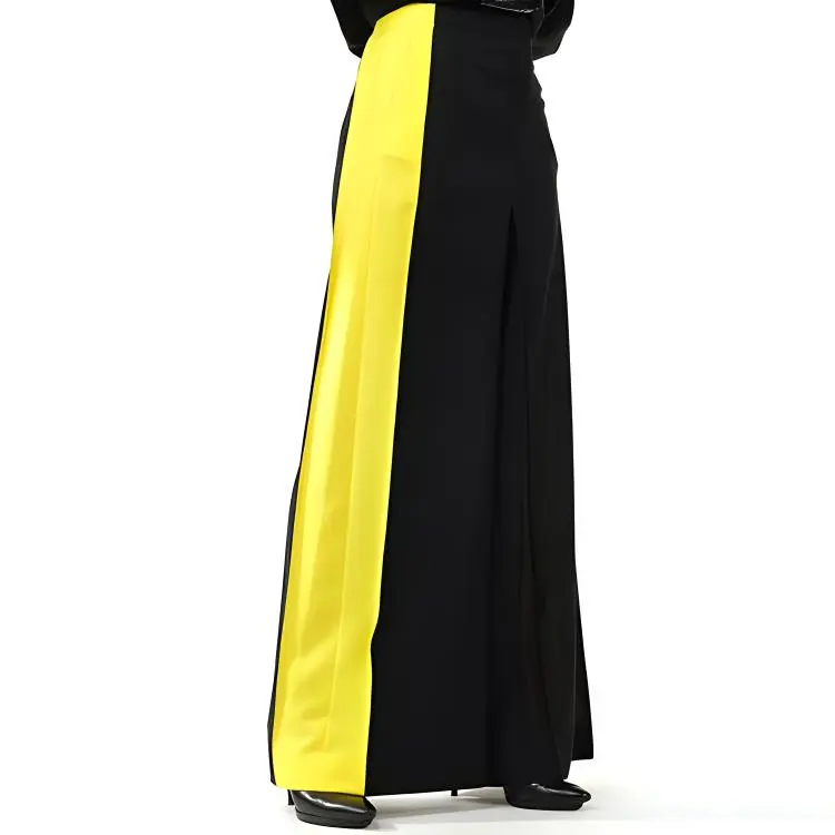 LOEWE Wide Leg Trousers 'Black/Yellow'-3