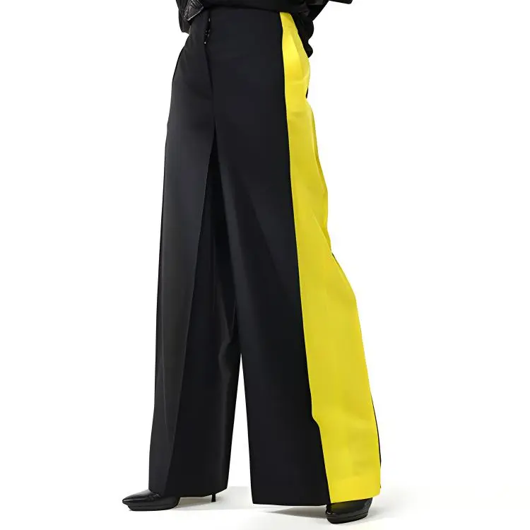 LOEWE Wide Leg Trousers 'Black/Yellow'-4