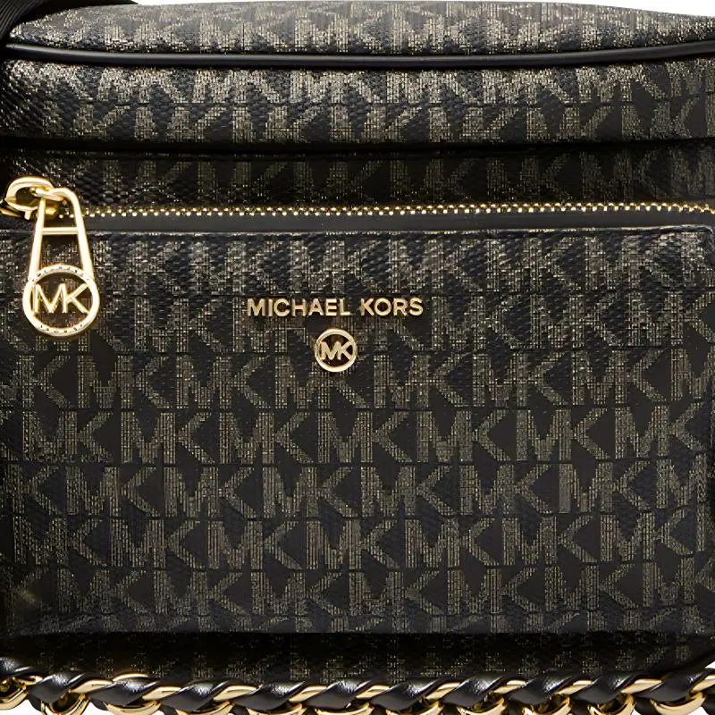 MICHAEL KORS Artificial Leather Shoulder Bag, Crossbody Bag Medium Size Women's Black & Gold-2