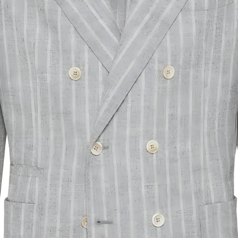 Brunello Cucinelli Double Breasted Striped Blazer-4
