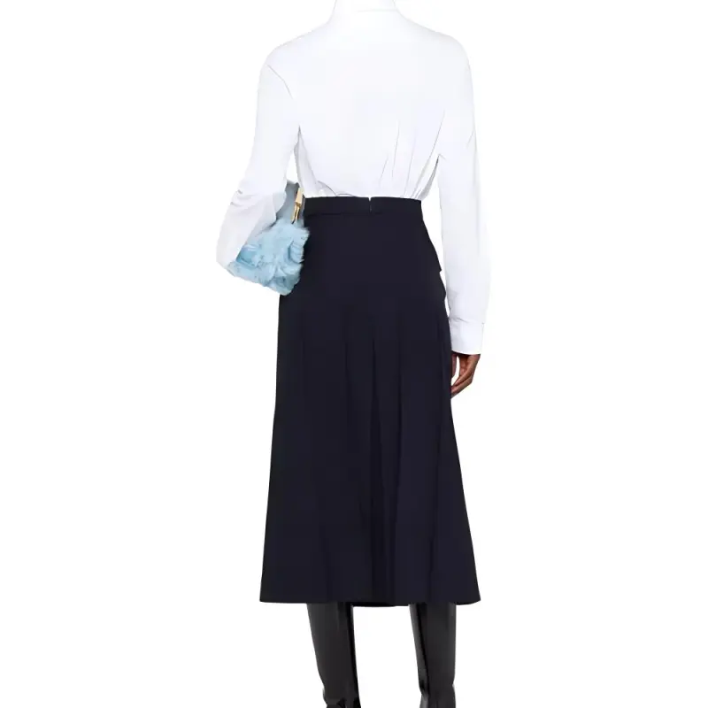 Alexander McQueen Pleated Button Detailed Midi Skirt-4