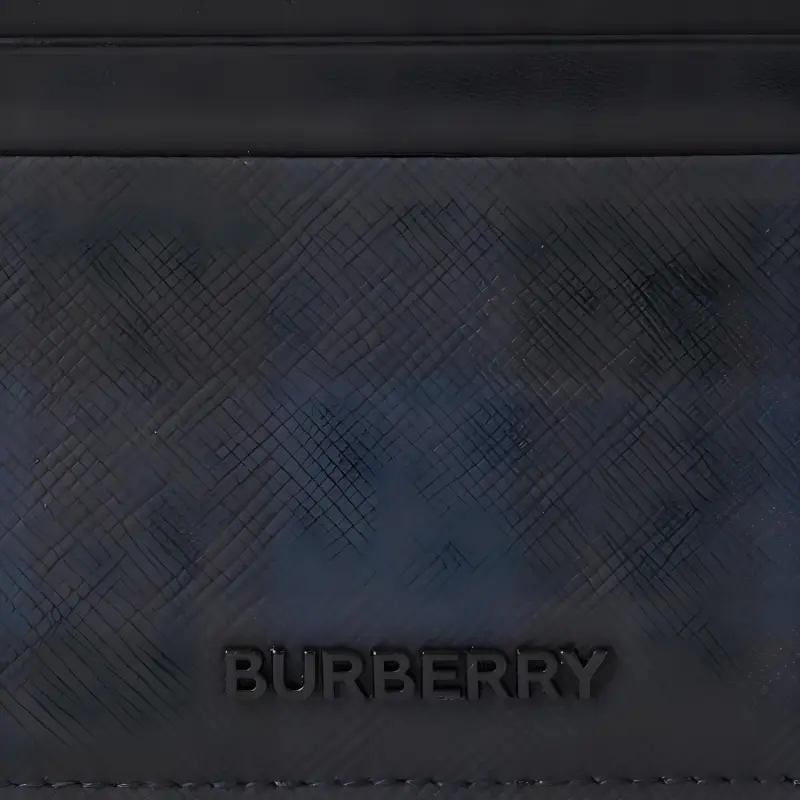Burberry PU Polyurethane Card Holder Men's Marine Blue-4