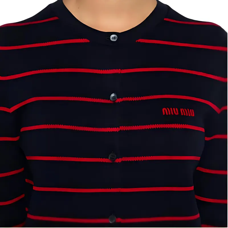 MIU MIU Stripped Button-Up Cardigan-8