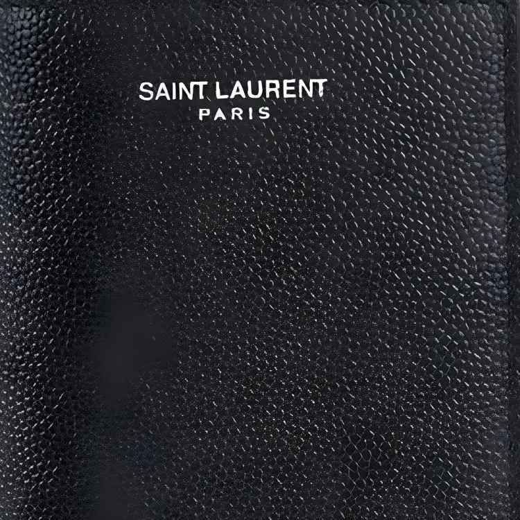 SAINT LAURENT Grain Embossed Leather Wallet Small Size Men's Black-4