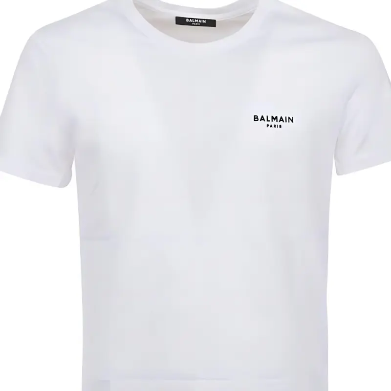 BALMAIN Flocked Logo Crewneck T Shirt-2