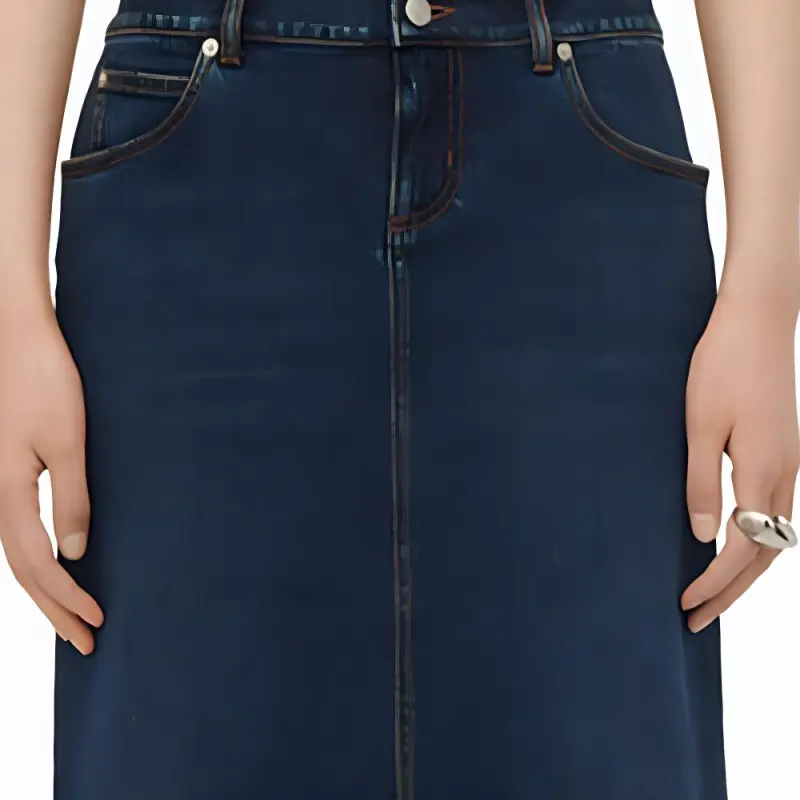 Alexander McQueen Log Patch Denim Midi Skirt-4