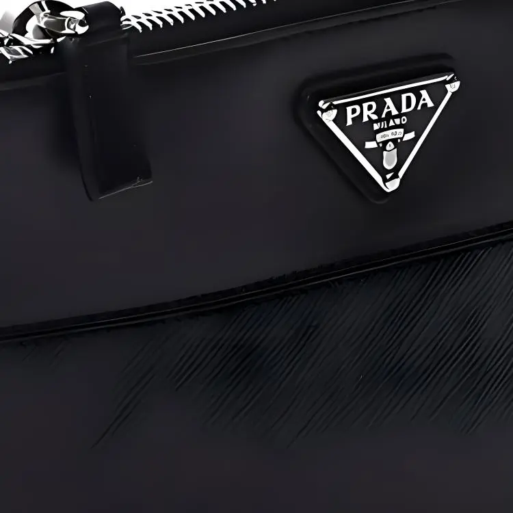 PRADA Cow Leather Toiletry Bag Men's Black-4