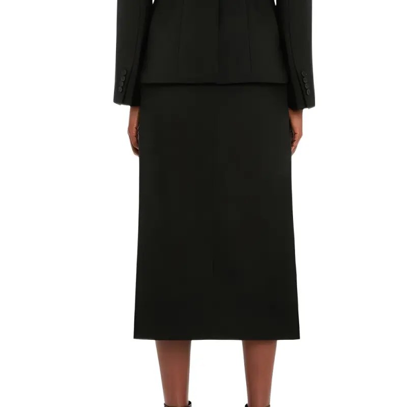 Alexander McQueen High Waist Slit Detailed Midi Skirt-5