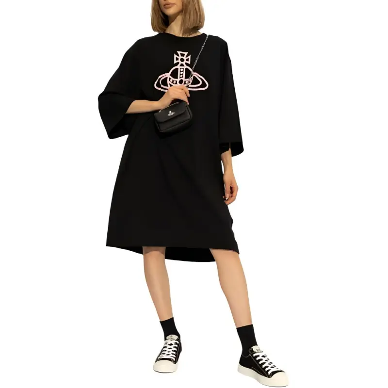 Vivienne Westwood Logo Printed Crewneck Oversized Dress-1