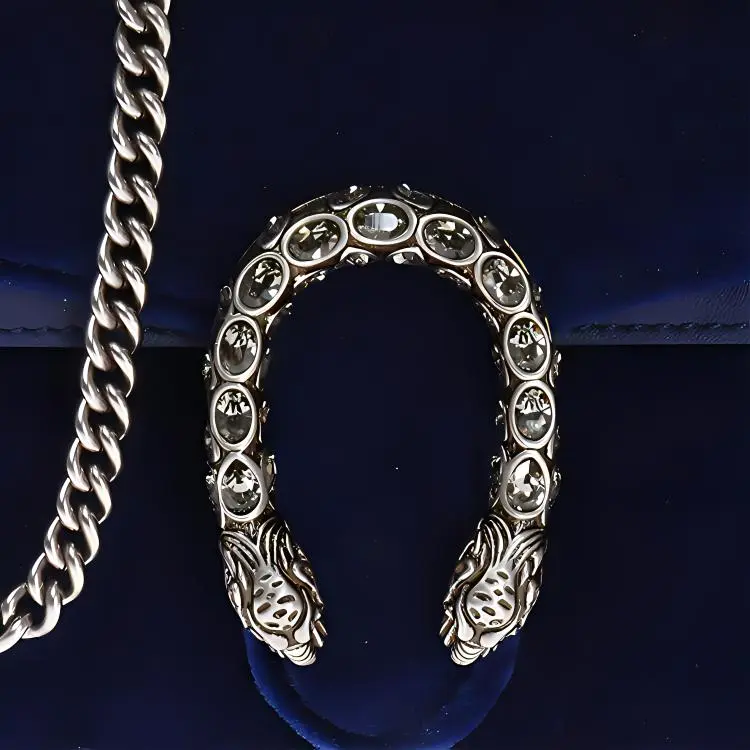 GUCCI Dionysus Velvet Chain Crossbody Bag Shoulder Bag Extra Mini Women's Dark Blue-4