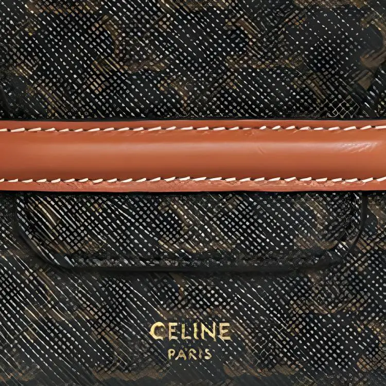 CELINE Canvas And Lambskin Card Holder Coin Purse Card Holder Clutch Unisex Tan/Black-4