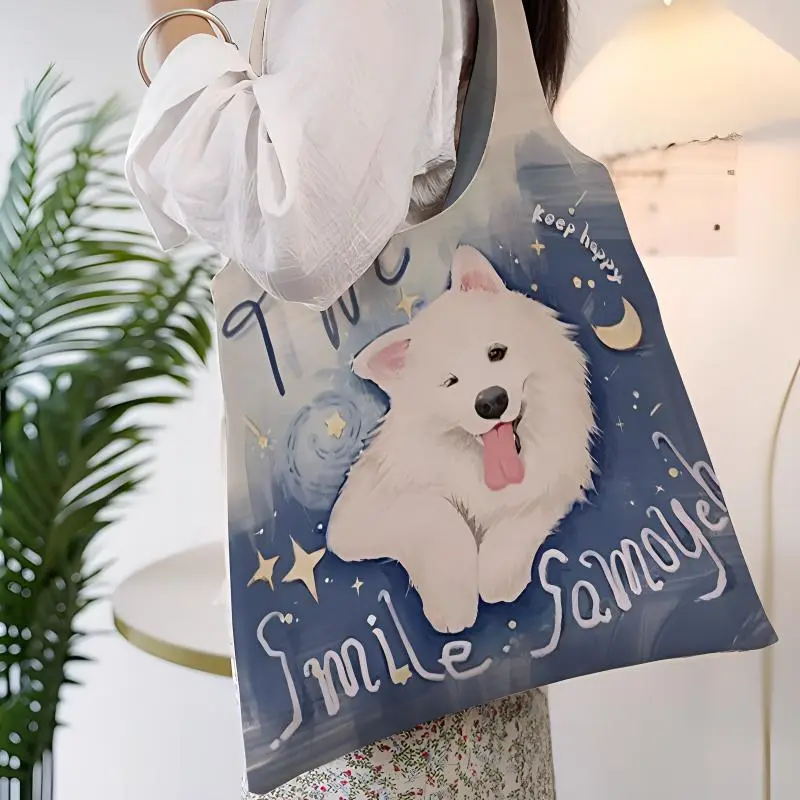 AOSONG Suede Tech Fabric Shoulder Bag Regular Unisex Goodnight Samoyed-2