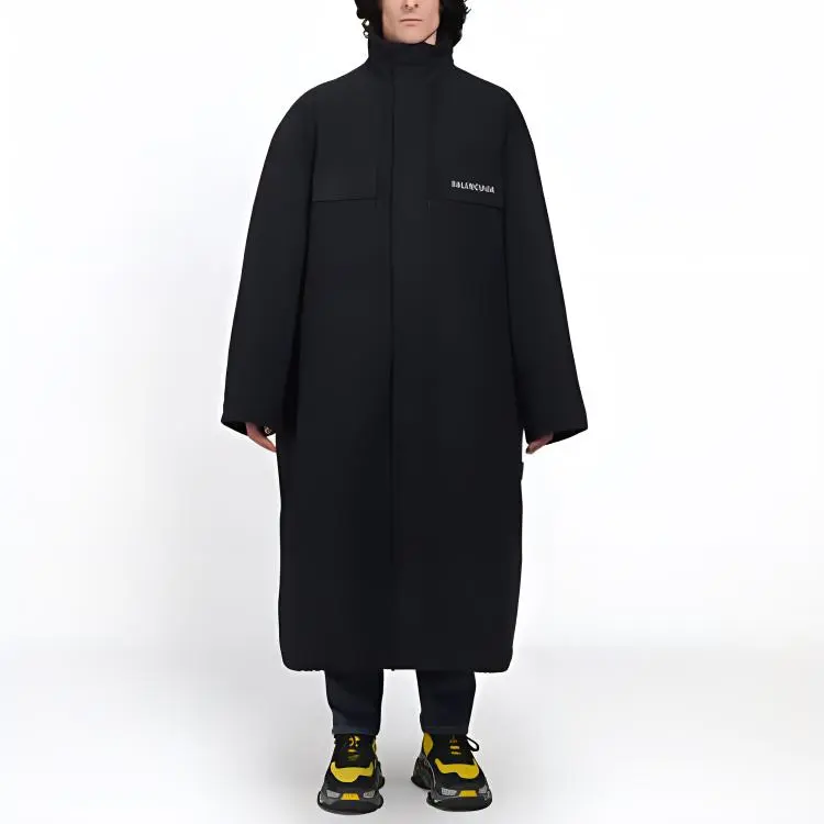 Balenciaga Parka Coats Loose Fit Style Men's Black-1