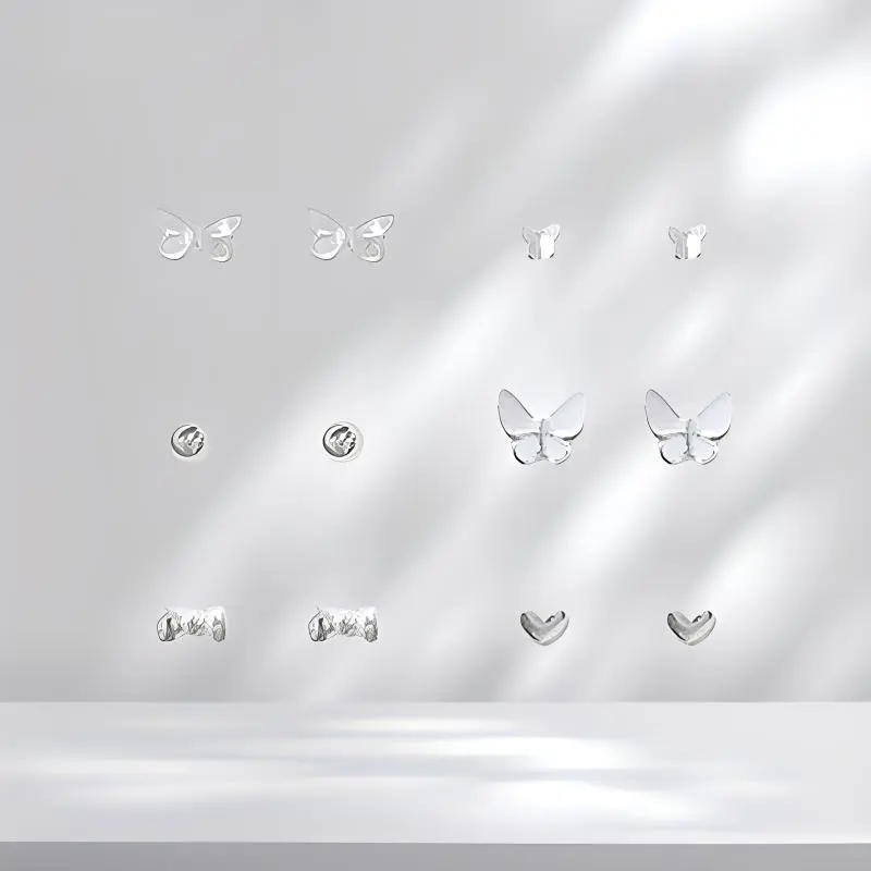 LUCA Zircon Stud Earrings Women's-3
