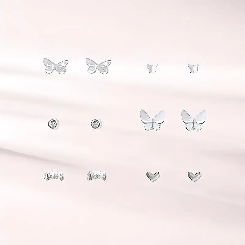 LUCA Zircon Stud Earrings Women's-5