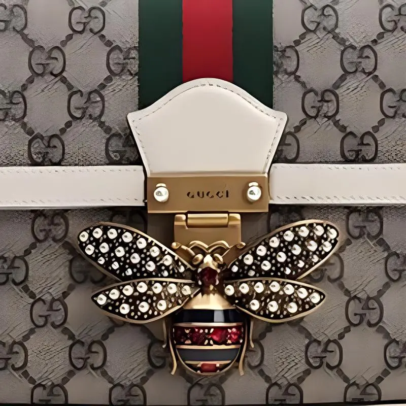 GUCCI Queen Margaret Canvas With Leather Shoulder Bag Crossbody Bag Women's Ivory/Brown-3