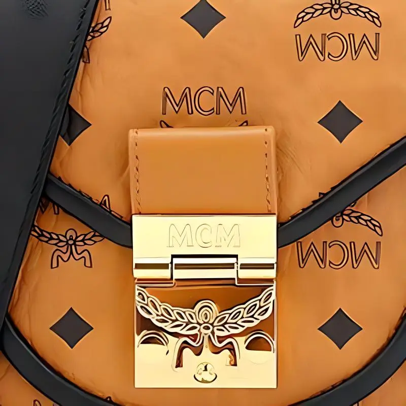 MCM Patricia Visetos Leather Saddle Bag, Crossbody Bag, Shoulder Bag Women's Brown Cognac-3