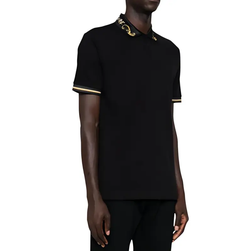 VERSACE JEANS COUTURE Chromo Couture Printed Striped Trim Polo Shirt-3