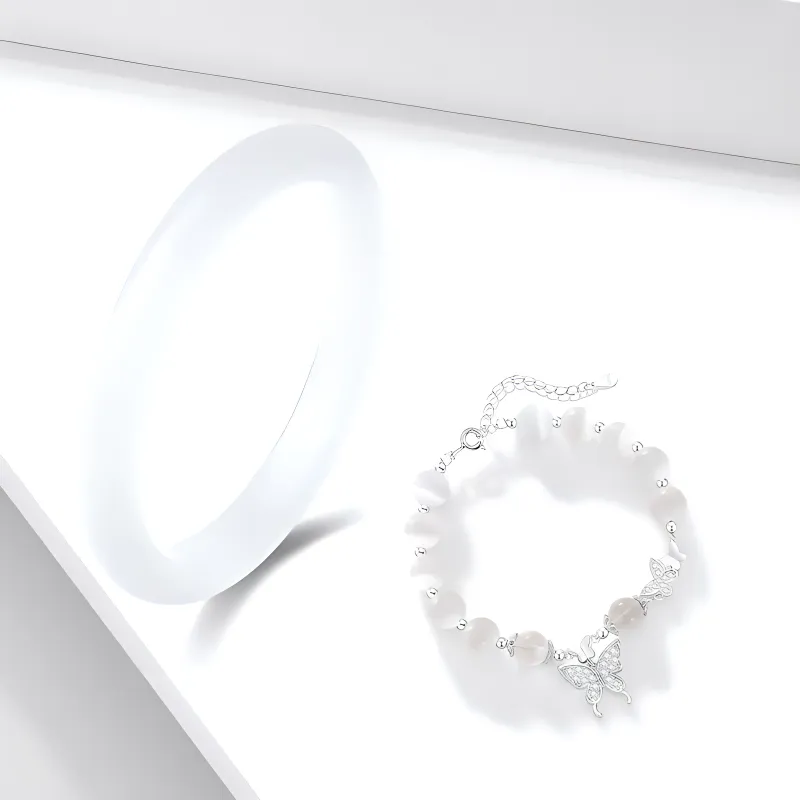 JOYDINNY Cat's Eye Stone Bangles Women's-6