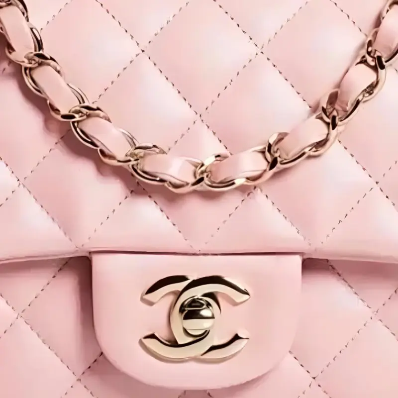 CHANEL Sheepskin Mini Square Flap Bag, Flap Bag, Shoulder Bag, Crossbody Bag Mini Women's Pink-1