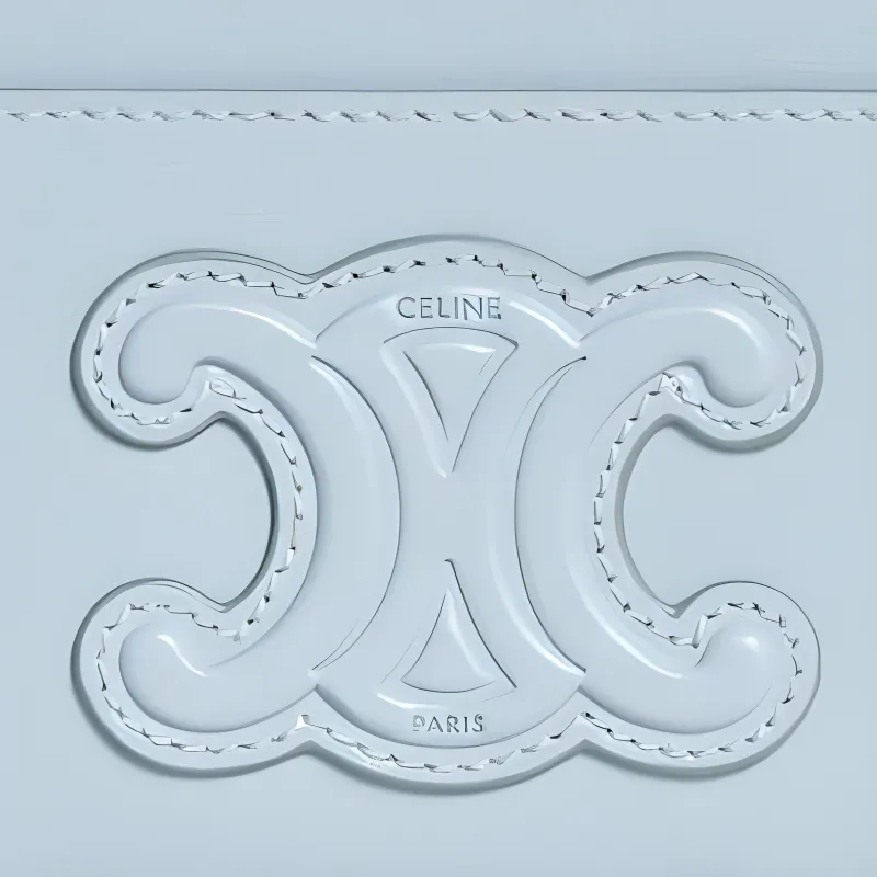 CELINE Cuir Triomphe Shiny Calfskin Card Holder Women's Ice Blue-4
