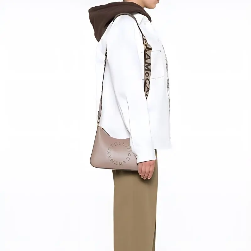 Stella McCartney Logo Perforated Zipped Shoulder Bag-3