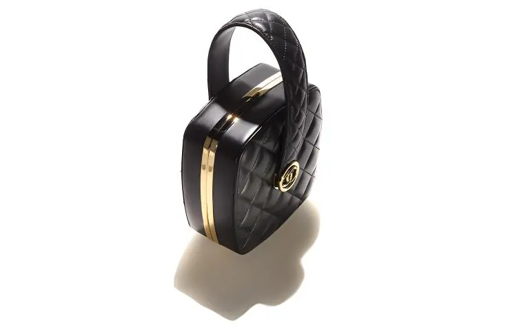 CHANEL Sheepskin Evening Bag Handbag Women's Black-1