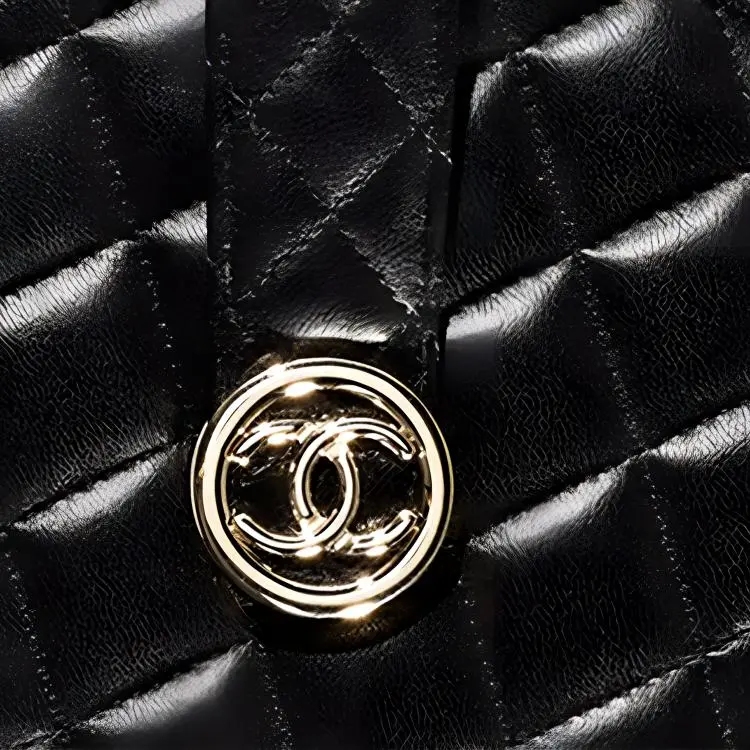 CHANEL Sheepskin Evening Bag Handbag Women's Black-4