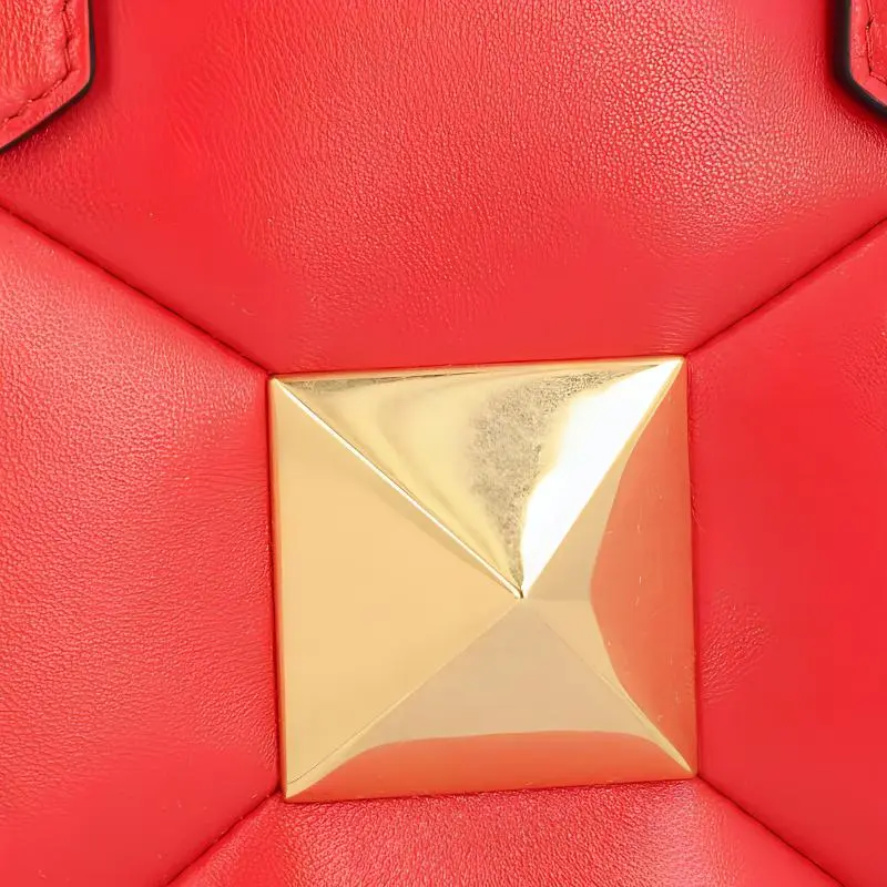 Valentino One Stud Nappa Leather Shoulder Bag Crossbody Bag Handbag Women's Orange Red-4
